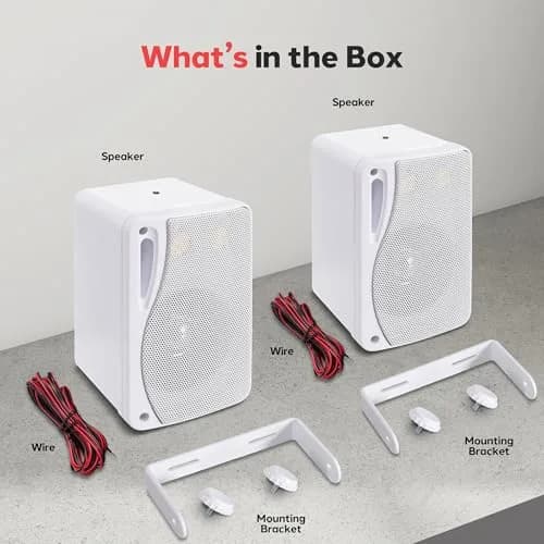Pyle 3-Way Indoor & Outdoor Box Speaker System - 3.5" 200 Watt Wall Mount Speakers for Home, Patio, Deck, Garage, Poolside, or Studio Use - Dual Set (White) thumbnail 7