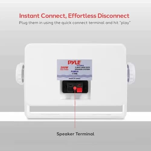 Pyle 3-Way Indoor & Outdoor Box Speaker System - 3.5" 200 Watt Wall Mount Speakers for Home, Patio, Deck, Garage, Poolside, or Studio Use - Dual Set (White) thumbnail 4