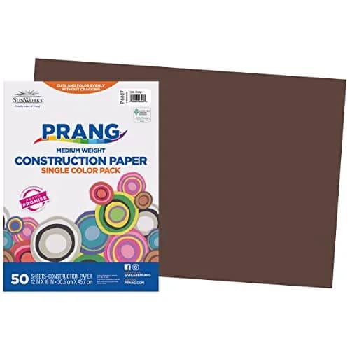 Prang Construction Paper, Dark Brown, 12" x 18" (30.5 x 45.7 cm), 50 Sheets | Smooth Texture, Cuts & Folds Evenly - main product image