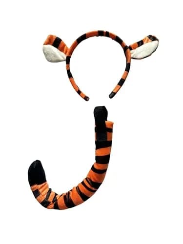 Making Believe Kids Plush Tiger Headband Ears & Tail Jungle Safari Costume Set | Child Size, Plush Material, Adjustable Waist thumbnail 1