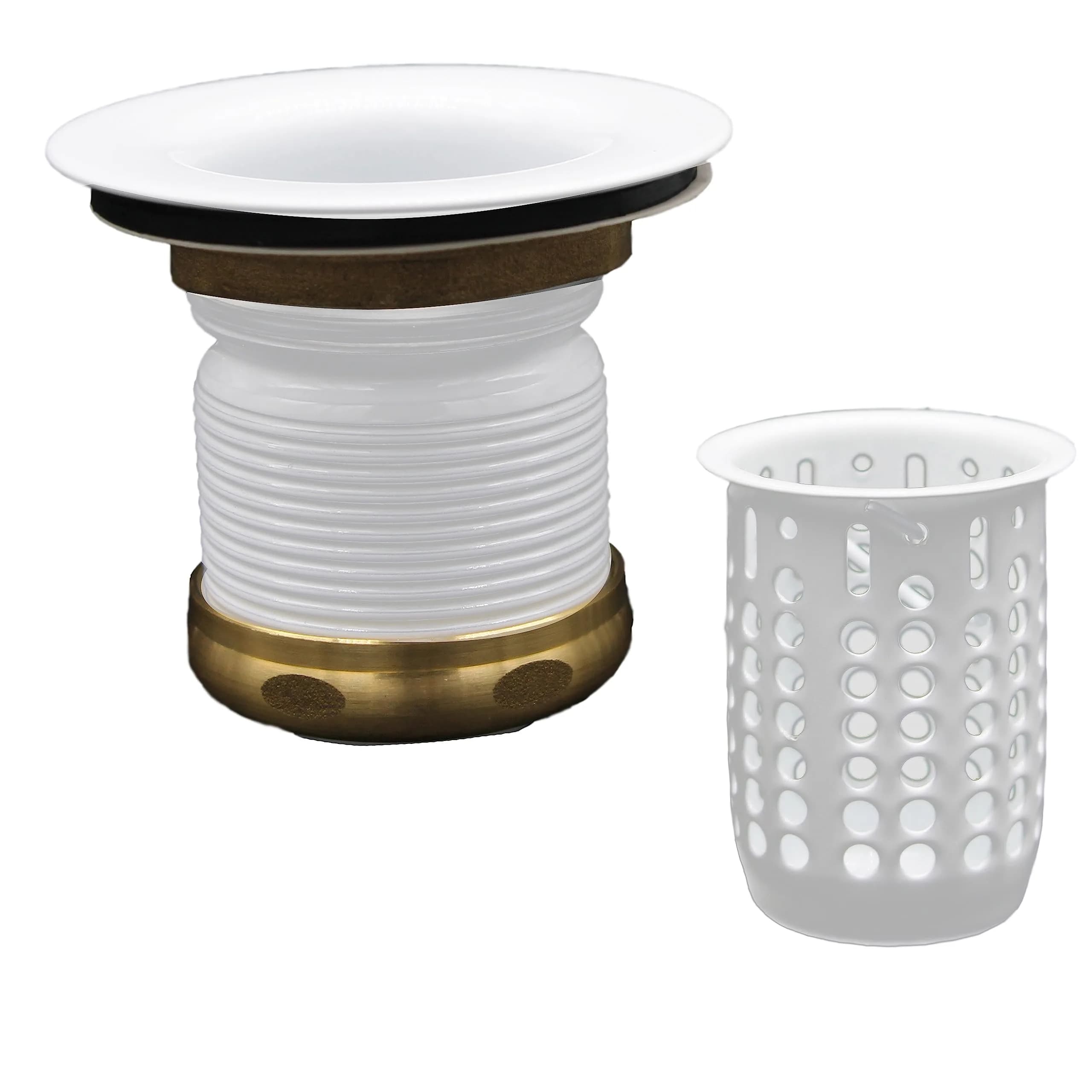 Westbrass Junior Basket Style Bar Sink Strainer White 2.63 in. Assembly Height | Solid Brass Construction - main product image