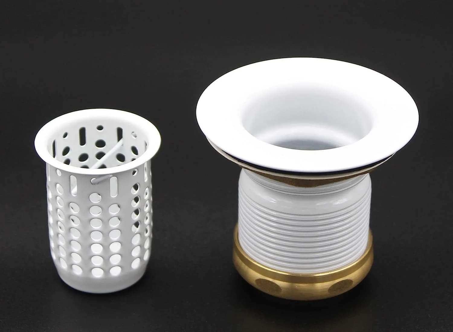 Westbrass Junior Basket Style Bar Sink Strainer White 2.63 in. Assembly Height | Solid Brass Construction - view 5