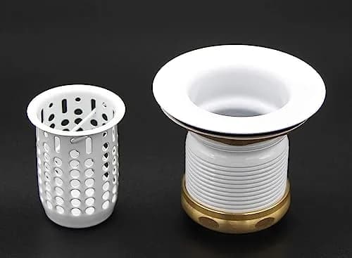 Westbrass Junior Basket Style Bar Sink Strainer White 2.63 in. Assembly Height | Solid Brass Construction thumbnail 5