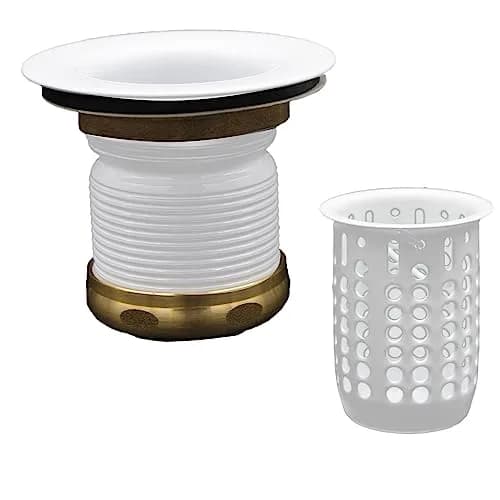 Westbrass Junior Basket Style Bar Sink Strainer White 2.63 in. Assembly Height | Solid Brass Construction thumbnail 1