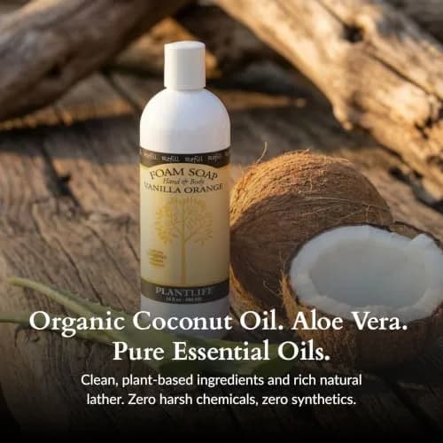 Plantlife Vanilla Orange Foam Soap Refill 473ml (16 Fl Oz) | Organic Aloe Vera for All Skin Types thumbnail 2