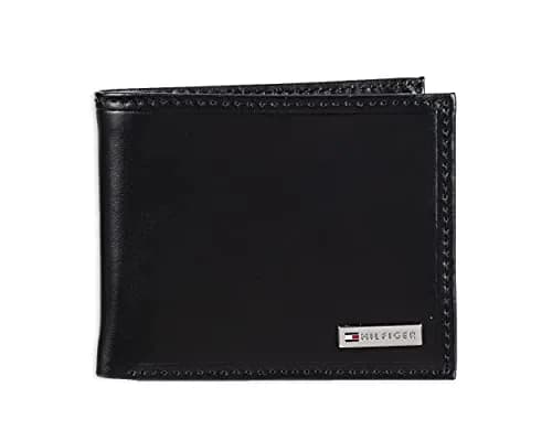 Tommy Hilfiger Slim Leather Passcase Wallet With Removable ID Window Black | 10 Card Slots, 2 Slip Pockets, 2 Money Slots thumbnail 1