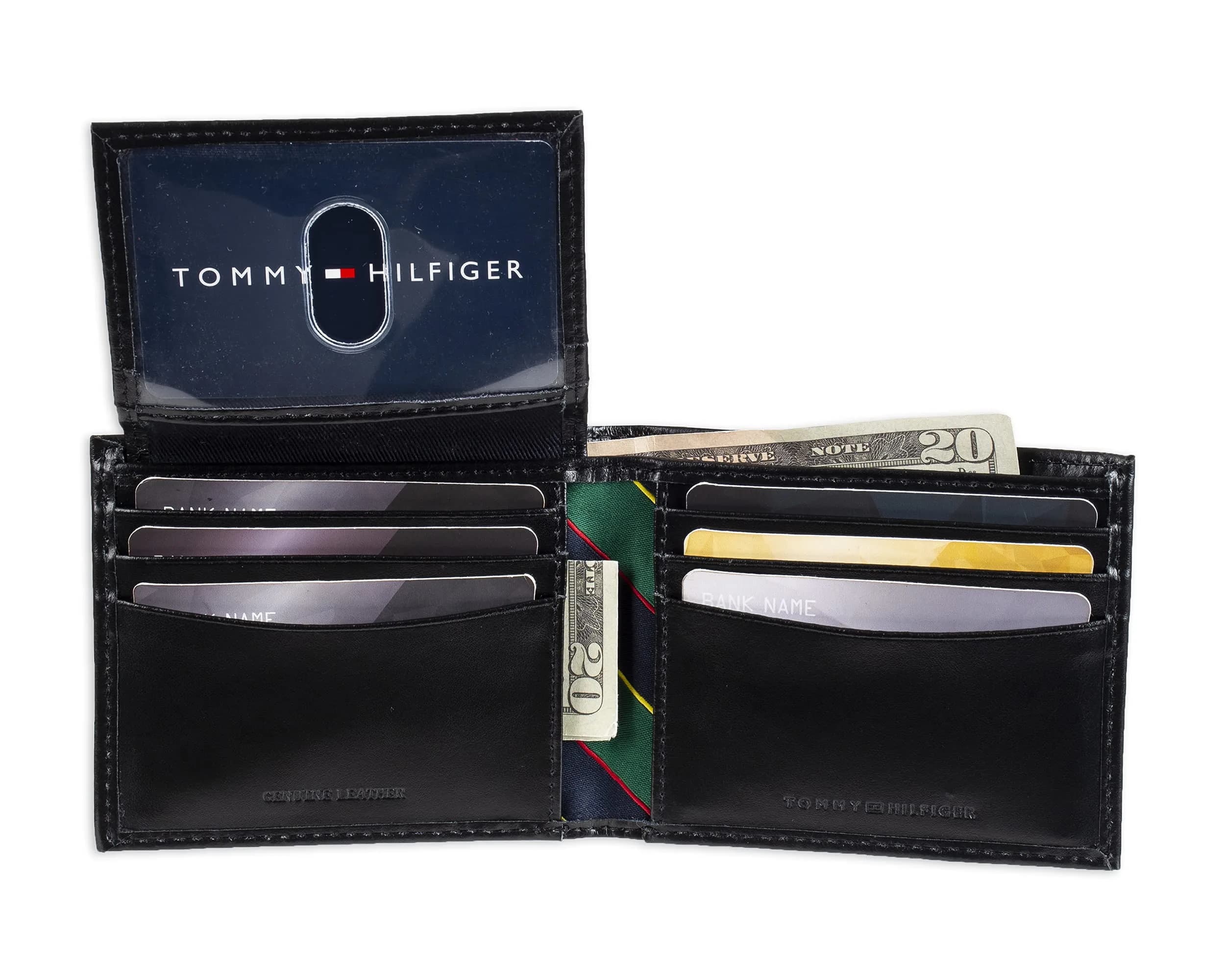 Tommy Hilfiger Slim Leather Passcase Wallet With Removable ID Window Black | 10 Card Slots, 2 Slip Pockets, 2 Money Slots - view 4