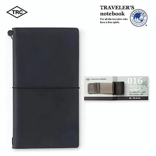 Midori Traveler's Notebook Pen Holder M Black | Clip-On Leather & Metal Design for Pens up to 12mm thumbnail 6