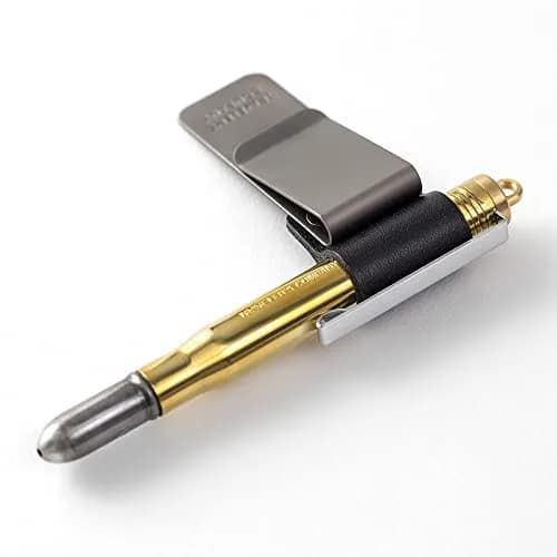 Midori Traveler's Notebook Pen Holder M Black | Clip-On Leather & Metal Design for Pens up to 12mm thumbnail 4