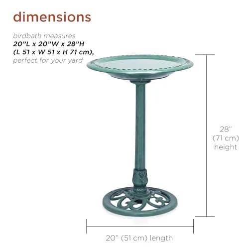 Alpine Corporation Aged Green Pedestal Birdbath with Scrollwork 28" Tall | Attracts Birds Safely thumbnail 2