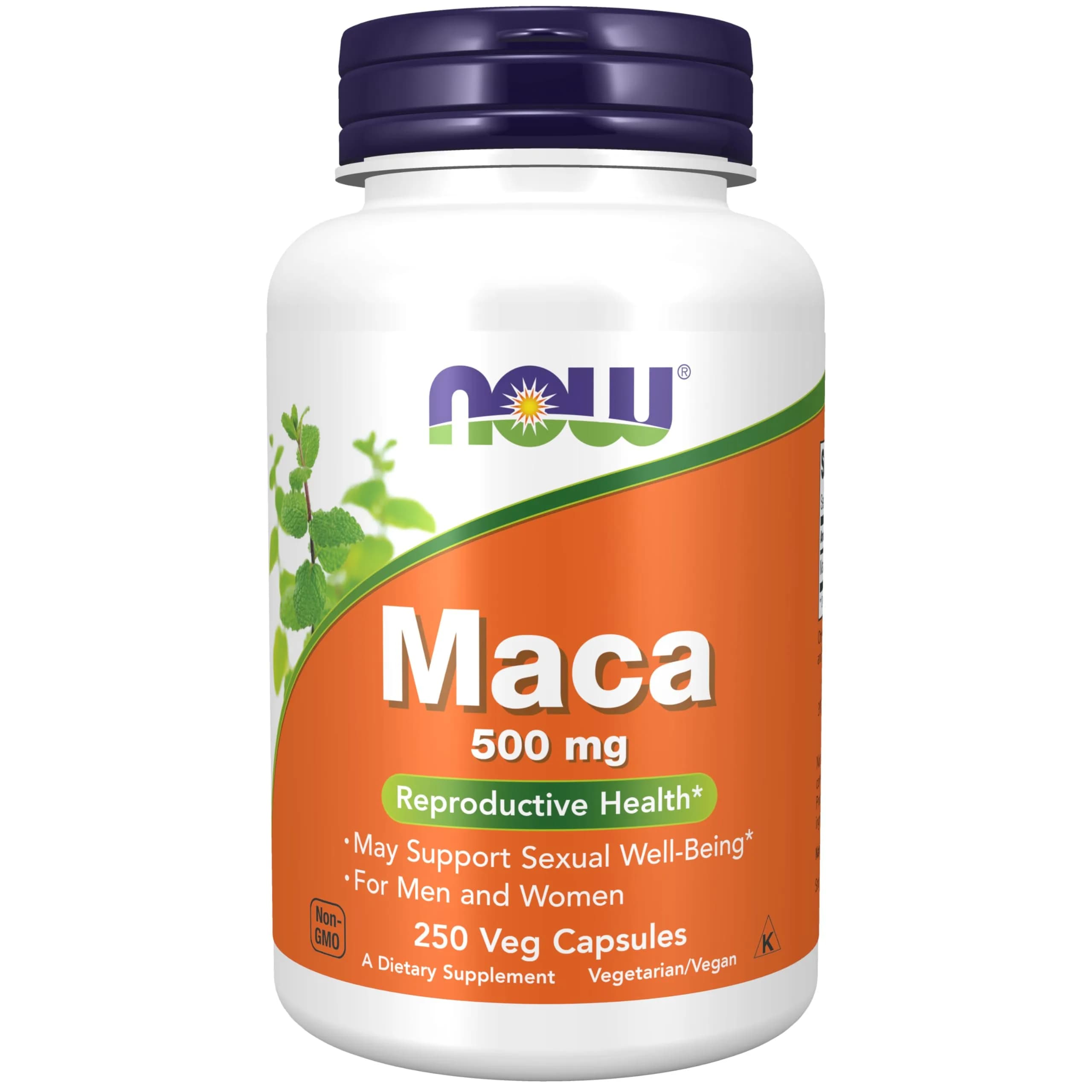 NOW Maca 500 mg Unisex Reproductive Health 250 Veg Caps | Supports Energy & Well-Being — Yellow