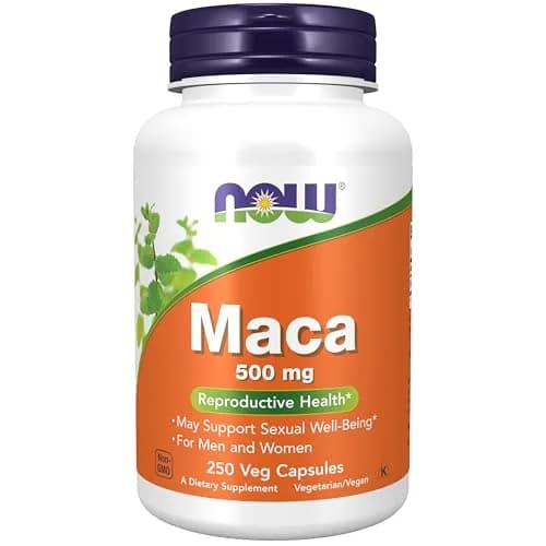 NOW Maca 500 mg Unisex Reproductive Health 250 Veg Caps | Supports Energy & Well-Being thumbnail 1
