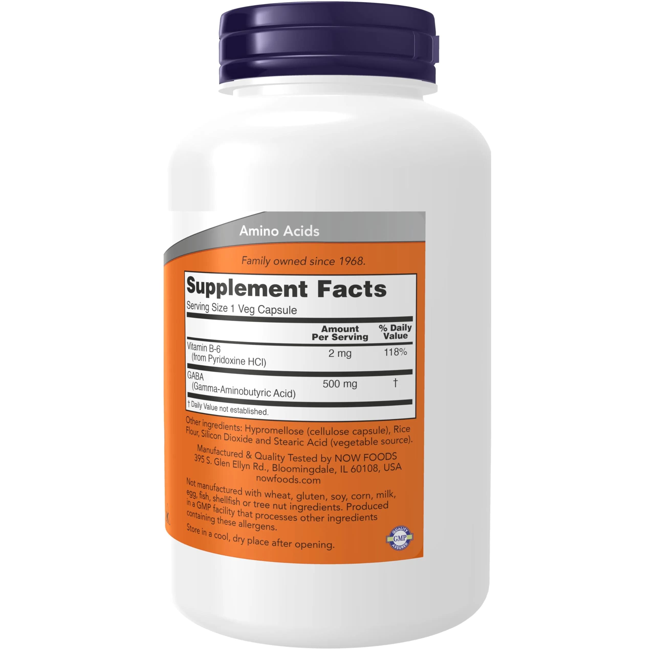 NOW Foods GABA 500 mg Veg Capsules 200 Count | Neurotransmitter Support for Relaxation - view 2