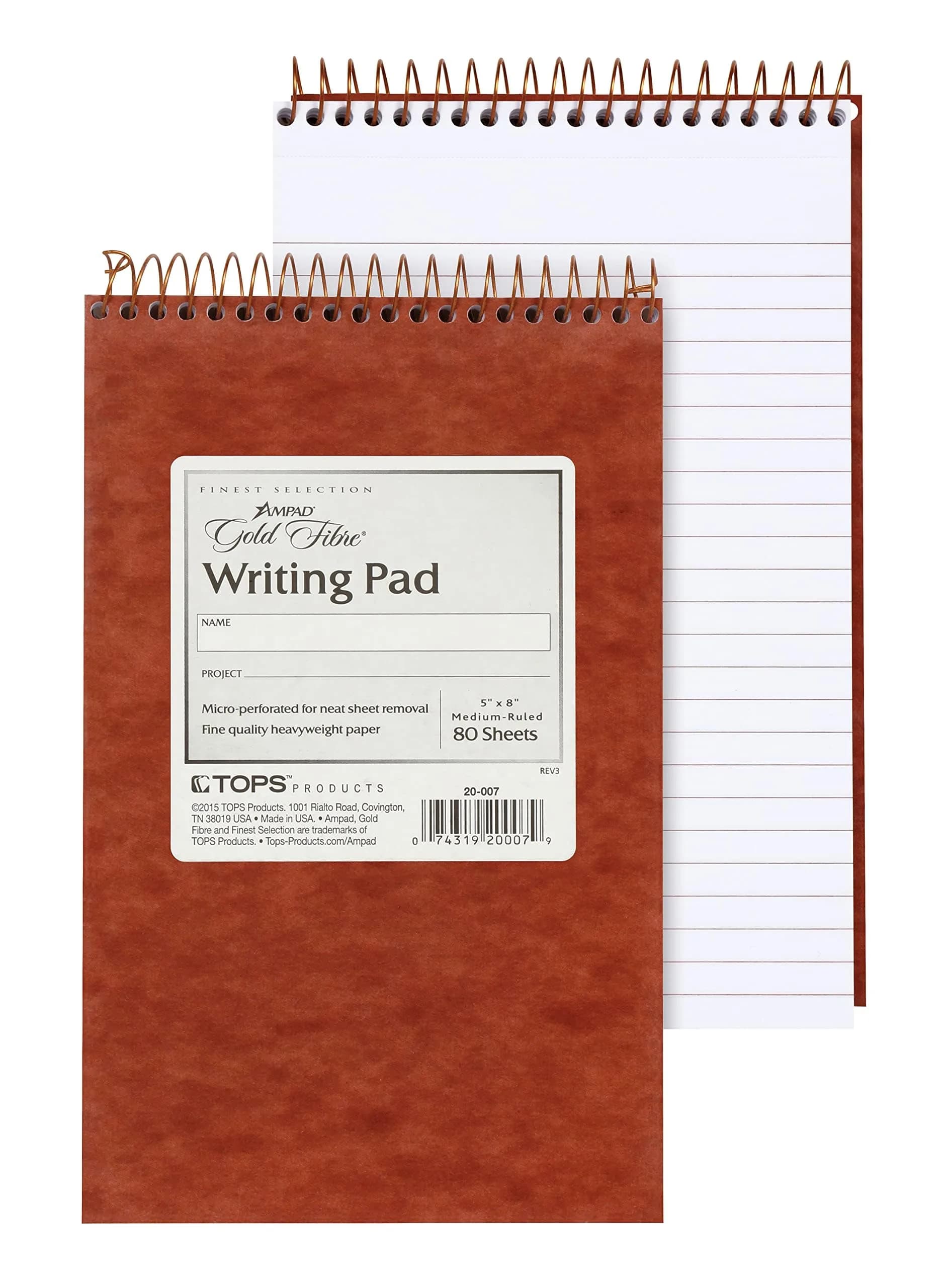 Ampad Gold Fibre Retro Writing Pad 5x8in White Paper | Vintage Design, Heavyweight, 80 Sheets