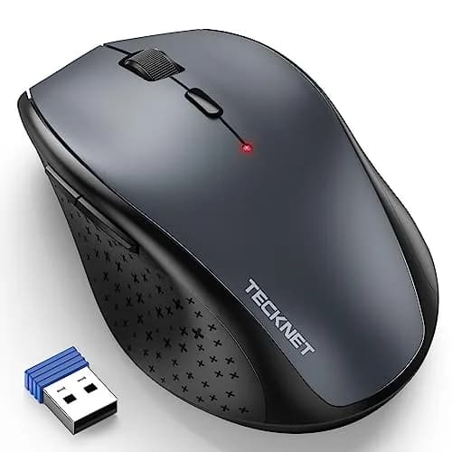 TECKNET Grey 2.4G Wireless Mouse, 4800 DPI Optical Ergonomic Computer Mouse with 6 Buttons & Silent Click | 75g (2.65 oz) thumbnail 1