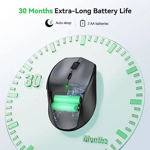 TECKNET Grey 2.4G Wireless Mouse, 4800 DPI Optical Ergonomic Computer Mouse with 6 Buttons & Silent Click | 75g (2.65 oz) thumbnail 6