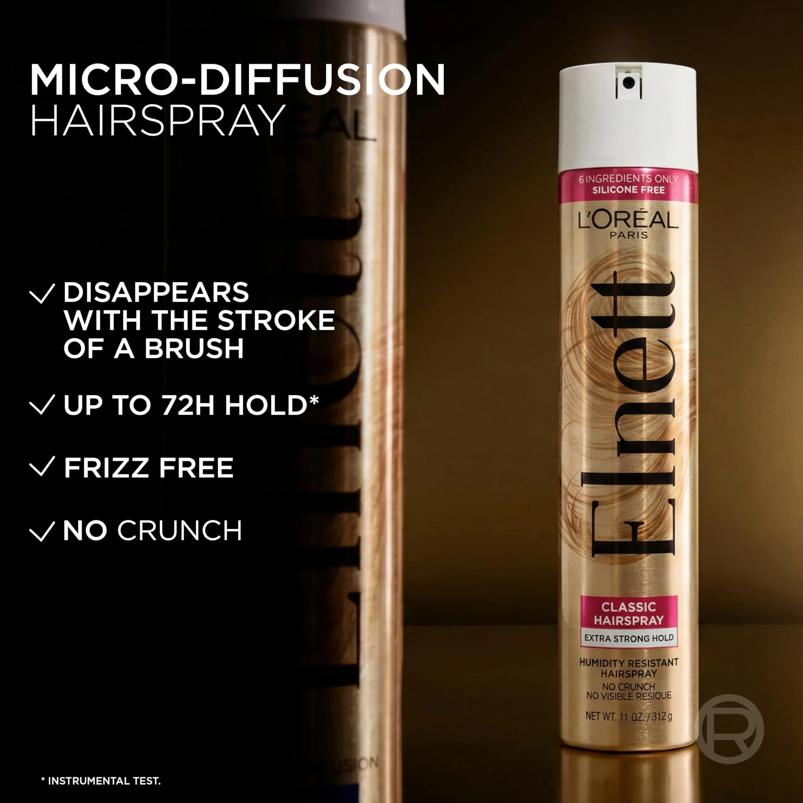 L'Oreal Paris Elnett Classic Hairspray 11 oz (311 g) | Extra Strong Hold with Humidity Resistant Frizz Control & Soft Finish - view 3