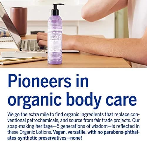 Dr. Bronner's Organic Lotion Lavender Coconut 236ml (8 Fl Oz) | USDA Organic & Fair Trade Certified thumbnail 4