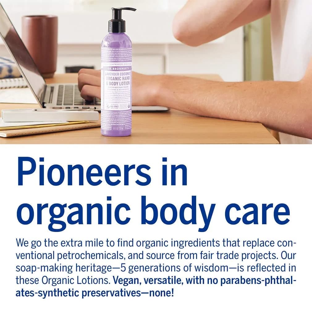 Dr. Bronner's Organic Lotion Lavender Coconut 236ml (8 Fl Oz) | USDA Organic & Fair Trade Certified - view 4