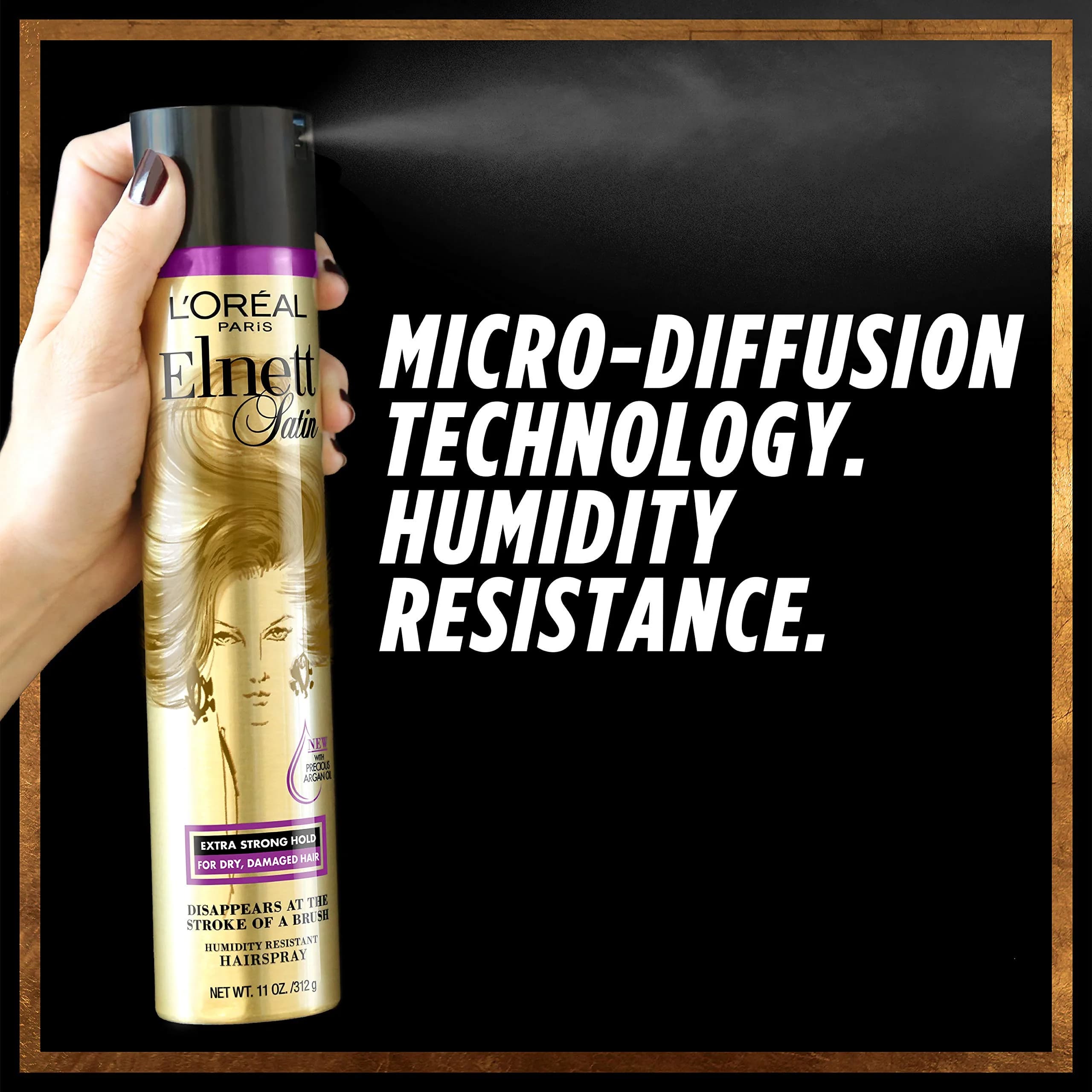 L'Oreal Paris Elnett Satin Precious Oils 11 oz Hairspray | Extra Strong Hold, Humidity Resistant - view 2