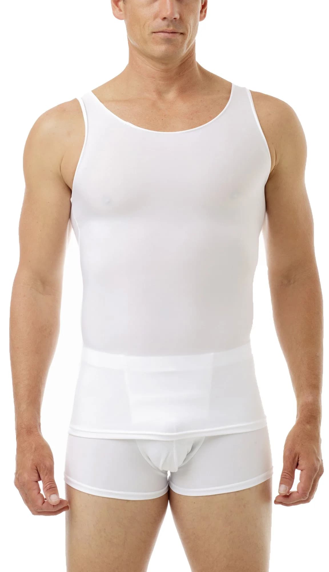 Underworks Microfiber Compression Tank Small White | Breathable, Slimming & Made in USA