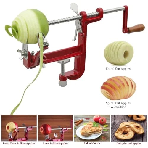 Johnny Apple Peeler Heavy Duty Cast Iron Apple Peeler with Stainless Steel Blades & Clamp Base | Peel, Slice & Core thumbnail 3