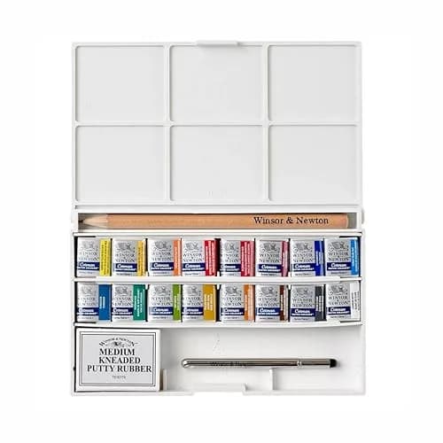 Winsor & Newton Cotman Watercolor Paint Set 16 Half Pans | Artist Grade Watercolors for Beginners thumbnail 1