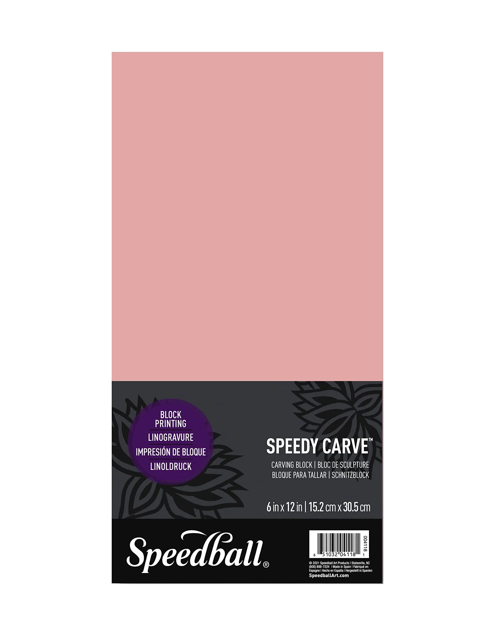 Speedball Speedy Carve Block 6 x 12 inch Pink | Easy Carving for Custom Stamps - main product image