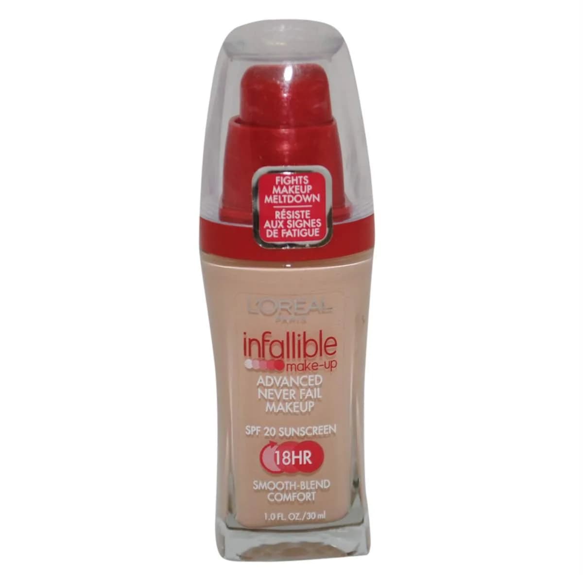 L'Oreal Paris Infallible Advanced Never Fail Makeup 1 Fl Oz | 18-Hour Flawless Coverage — Soft Ivory