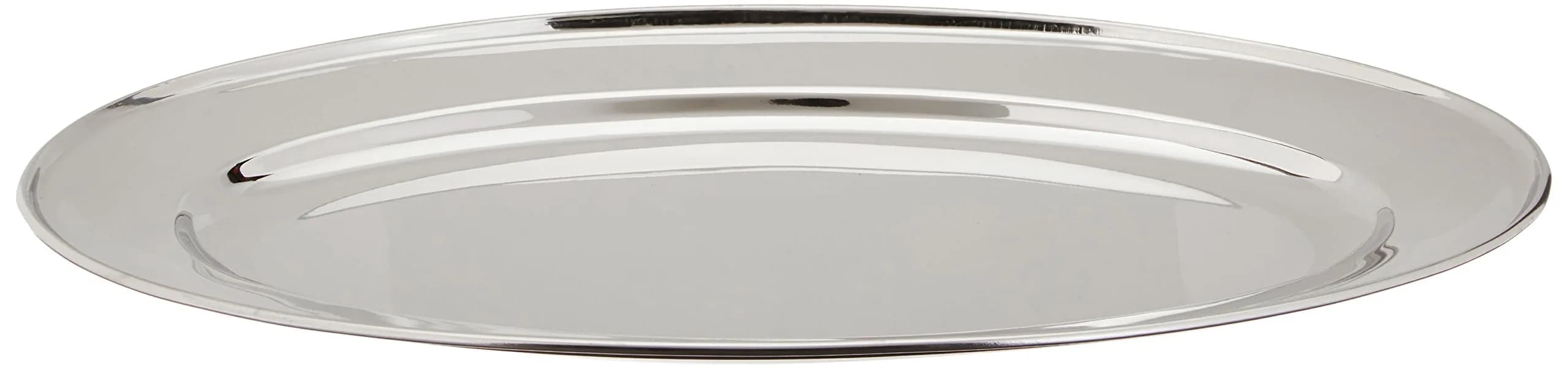 Winco 16" x 10 1/4" Oval Stainless Steel Platter | Durable & Elegant Serving Dish — 16-Inch