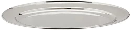 Winco 16" x 10 1/4" Oval Stainless Steel Platter | Durable & Elegant Serving Dish thumbnail 1