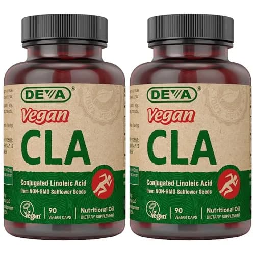 DEVA Vegan CLA 2-Pack – Conjugated Linoleic Acid from Non-GMO Safflower Oil, 90 Vegan Caps Ea thumbnail 1