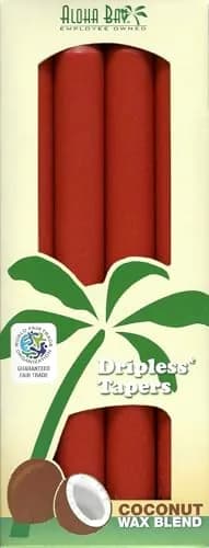 Aloha Bay Coconut Taper Candle 4-Pack | Dripless, Unscented | 9 Inch, 9 Hours thumbnail 1