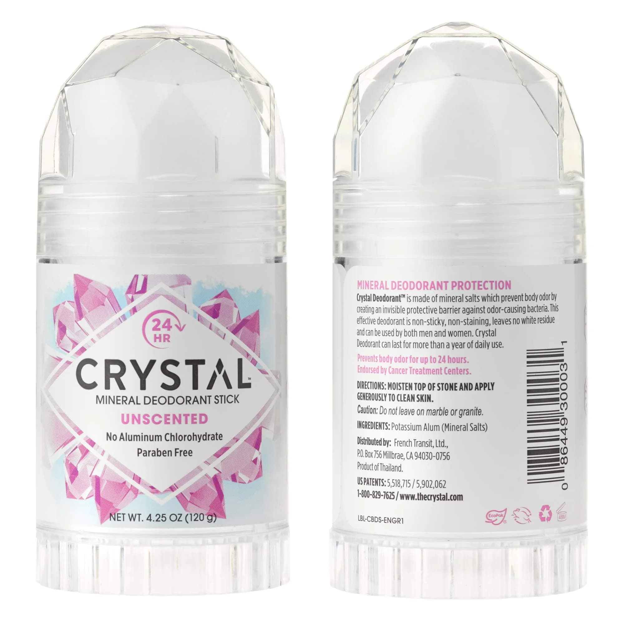 Crystal Essence Mineral Deodorant Stick - Unscented Body Deodorant 16.75ml (0.5 Fl Oz) | 24-Hour Odor Protection — 4.25 Ounce