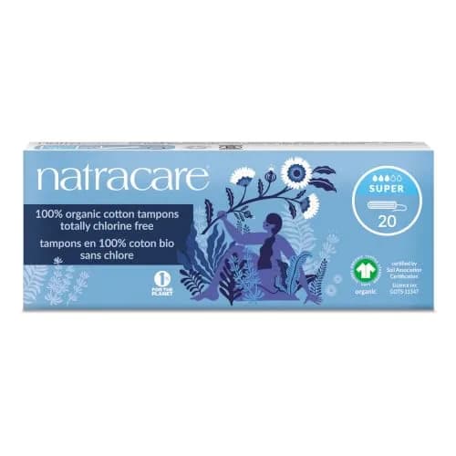 natracare Organic Tampons 20 Count | All Cotton, Unscented, Non-Applicator (70-120 chars) thumbnail 1