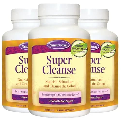 Nature's Secret Super Cleanse Herbal Colon Cleanse & Gut Health 300 Tablets | 14 Herbs + Probiotic Support for Digestive Wellness thumbnail 1