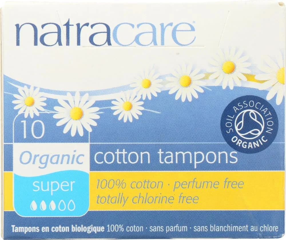 natracare Tampons Super 10 ct | Cotton, No Color, Hypoallergenic for Women — Super