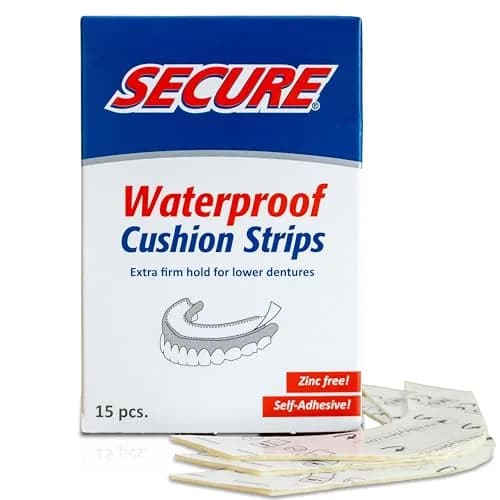 Secure Denture Adhesive Strips for Lowers, Zinc Free, 60 Strips | All-Day Firm Hold & Comfort thumbnail 1