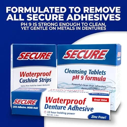 Secure Denture Adhesive Strips for Lowers, Zinc Free, 60 Strips | All-Day Firm Hold & Comfort thumbnail 6