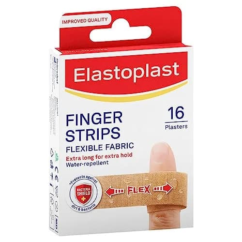 Elastoplast Extra Flexible Finger Strip Plasters 16 Count (Pack of 1) | Extra Durable & Breathable Fabric for Finger Wounds thumbnail 2