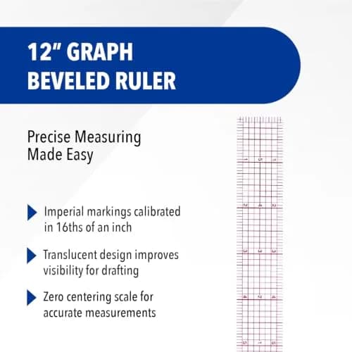 Westcott 12-Inch Beveled Transparent Ruler (B-60) 30.48 cm (12 in) | Accurate Drafting Tool thumbnail 2