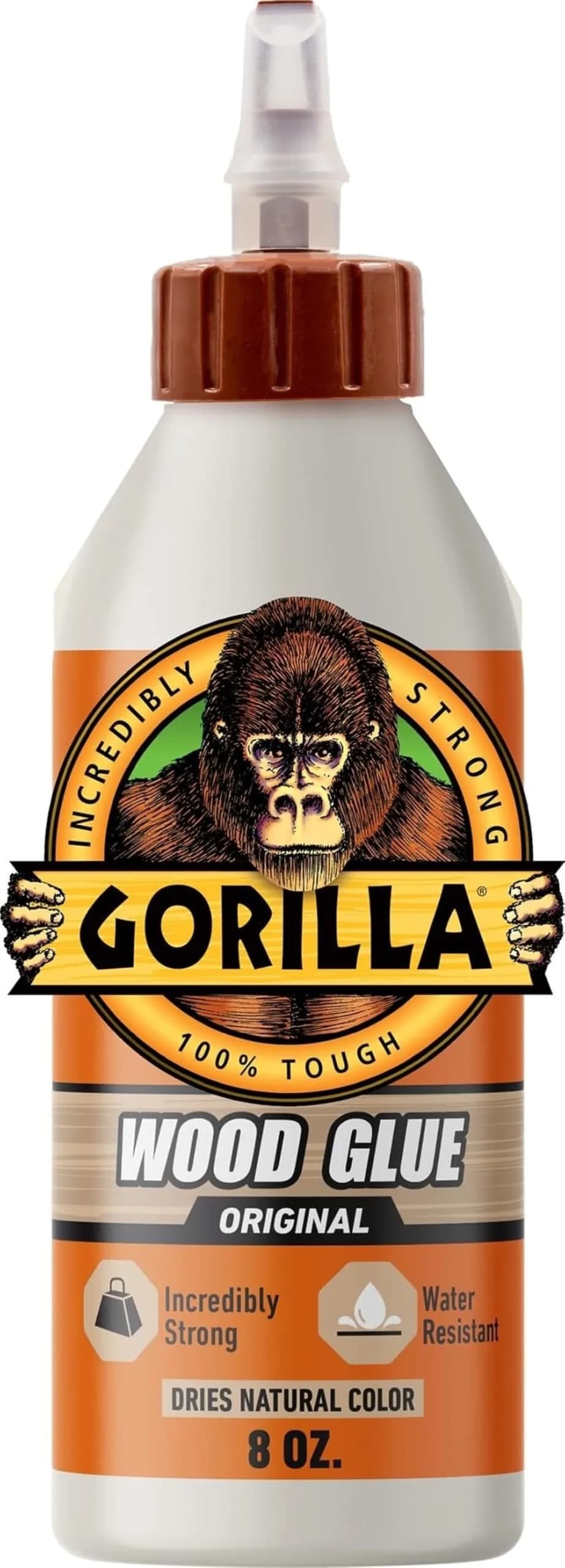 Gorilla Wood Glue, Fast Clamp, Water Resistant PVA, 236.6ml (8 fl oz) | Bonds Wood for Indoor & Outdoor Projects — 8 Ounce