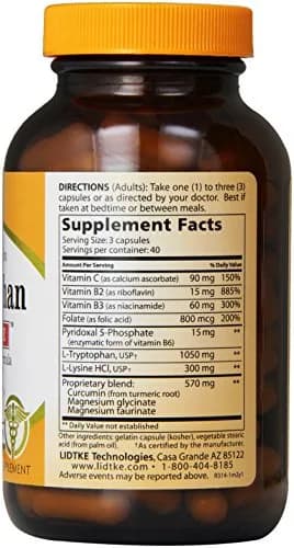Lidtke L-Tryptophan Complete Capsules 120 Count | Supports Sleep & Mood thumbnail 3