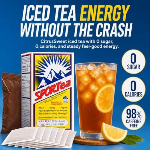 SPORTEA Iced | Natural Decaf Energy Drink with Green & Black Tea, Vitamins, Minerals, Electrolytes, Yerba Mate & Siberian Ginseng | 7 Cold Brew Tea Bags | Healthy & Easy to Brew | 4 Pack thumbnail 4