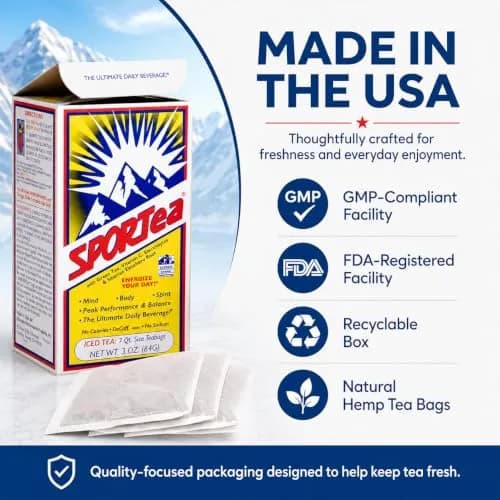 SPORTEA Iced | Natural Decaf Energy Drink with Green & Black Tea, Vitamins, Minerals, Electrolytes, Yerba Mate & Siberian Ginseng | 7 Cold Brew Tea Bags | Healthy & Easy to Brew | 4 Pack thumbnail 9