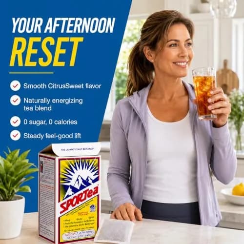SPORTEA Iced | Natural Decaf Energy Drink with Green & Black Tea, Vitamins, Minerals, Electrolytes, Yerba Mate & Siberian Ginseng | 7 Cold Brew Tea Bags | Healthy & Easy to Brew | 4 Pack thumbnail 3