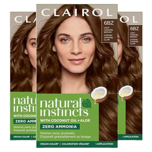 Clairol Natural Instincts Demi-Permanent Hair Dye 6BZ Light Caramel Brown 525ml (17.55 Fl Oz) | Ammonia-Free Vegan Hair Color thumbnail 1