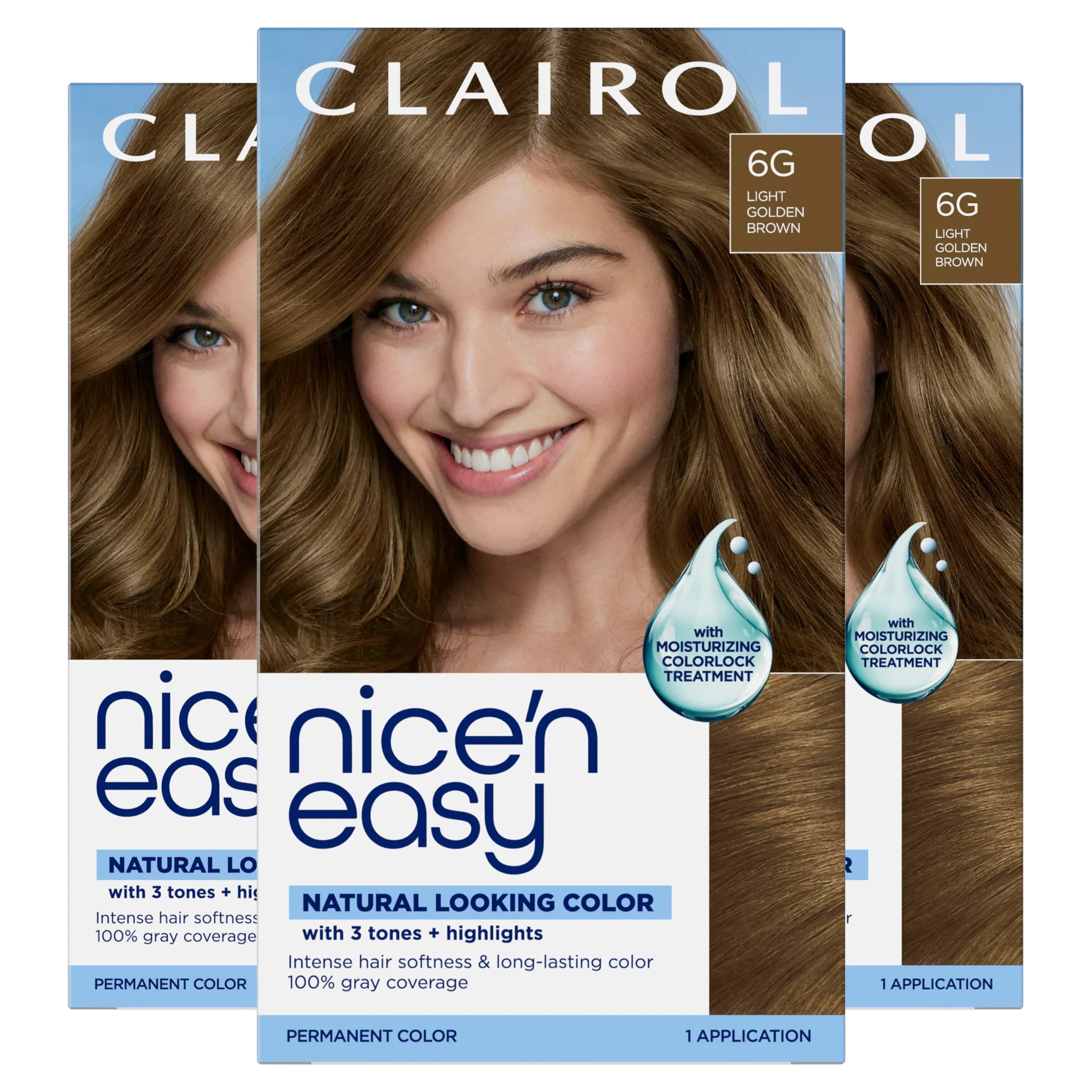 Clairol Nice'n Easy 6G Light Golden Brown Permanent Hair Dye - 3 Pack - main product image