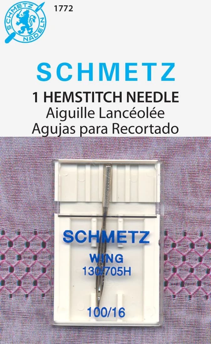 SCHMETZ Hemstitch Machine Needle Size 16/100 (9.53cm / 0.05lb) | Decorative Openwork for Light & Medium Woven Fabrics — 100