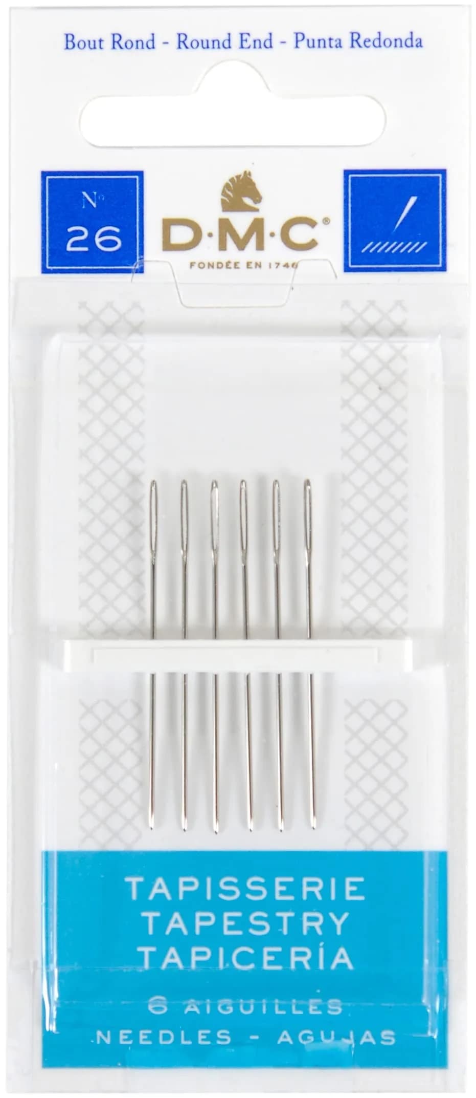 DMC 1767-26 Tapestry Hand Needles Size 26 | Blunt Rounded Steel for Cross Stitch (70-120 chars) - main product image